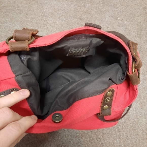 Red Shoulder Bag with Brown Accents - Picture 8 of 10